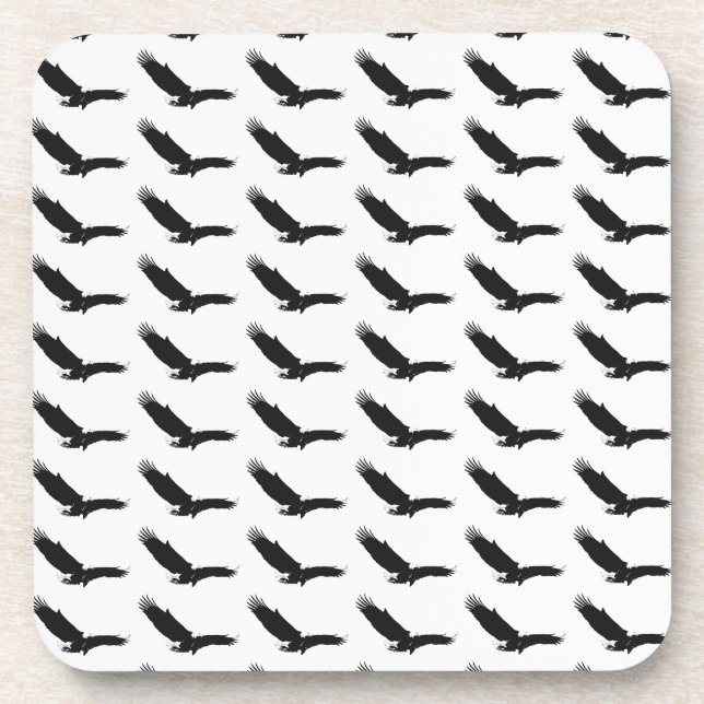 Black & White Landing Eagle Beverage Coaster (Front)