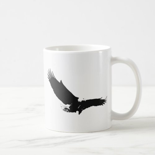 Black  White Landing Eagle Coffee Mug
