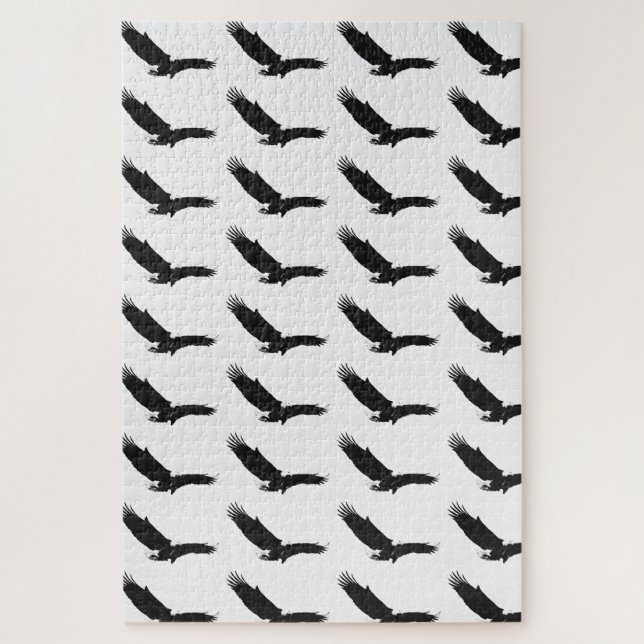 Black & White Landing Eagle Jigsaw Puzzle (Vertical)