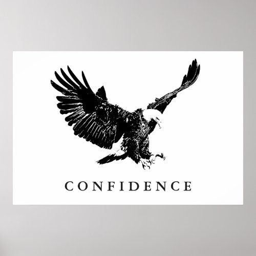 Black White Landing Eagle Motivational Confidence Poster