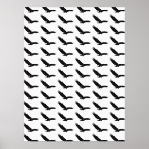Black & White Landing Eagle Poster