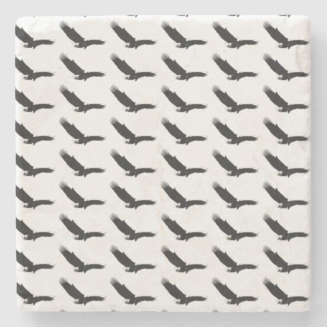 Black & White Landing Eagle Stone Coaster (Front)