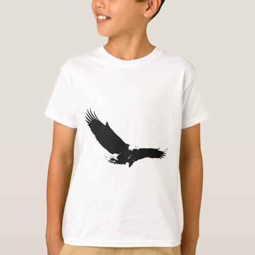 Black  White Landing Eagle T_Shirt