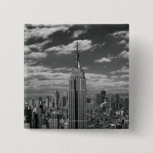 Black & White landscape of New York City skyline Pinback Button
