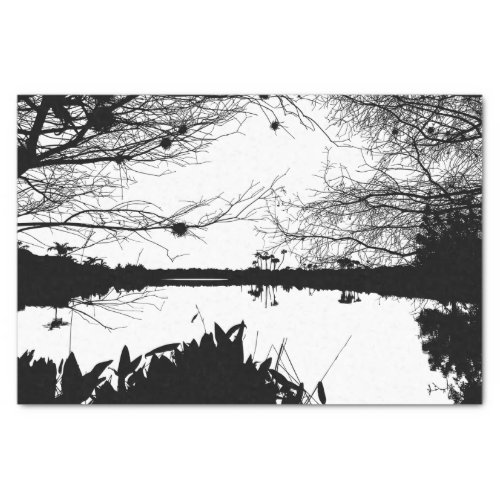 Black  White Landscape Tissue Paper