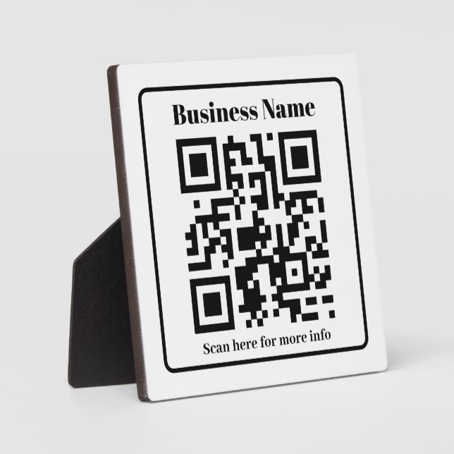 Black & White Landscaping QR Code Sign  Plaque (Front)