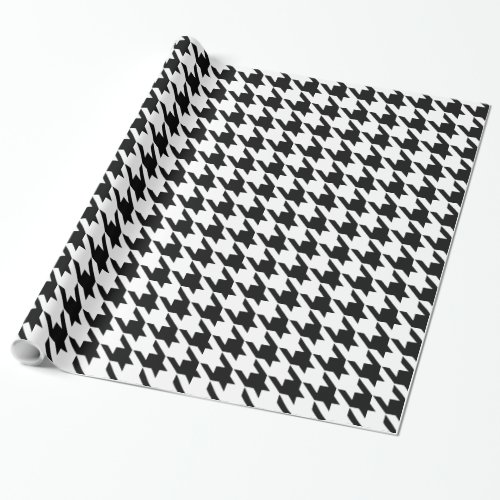 Black White Large Houndstooth Check Wrapping Paper