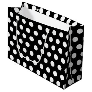 Black & White Large Medium Polka Dot Christmas Large Gift Bag