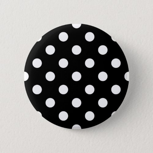 Black White Large Polka Dot Pattern Button