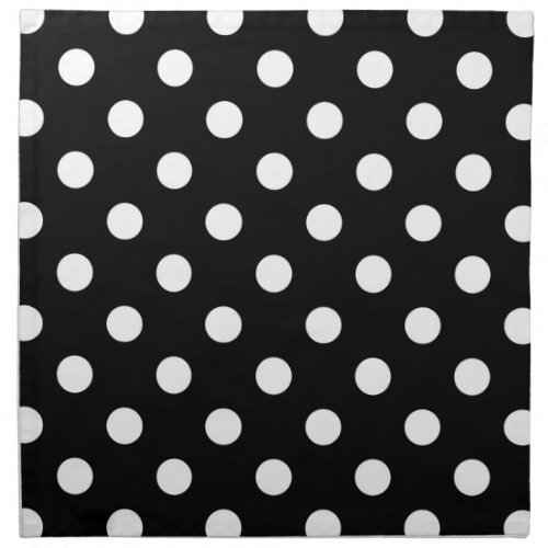Black White Large Polka Dot Pattern Napkin
