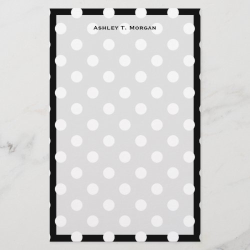 Black White Large Polka Dot Pattern Stationery
