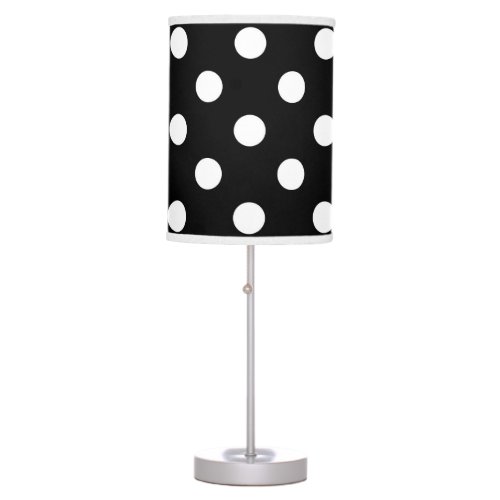 Black White Large Polka Dot Pattern Table Lamp