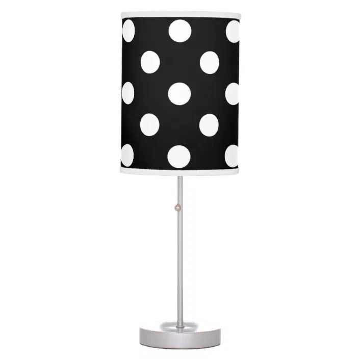 Black White Large Polka Dot Pattern, Black And White Polka Dot Table Lamp