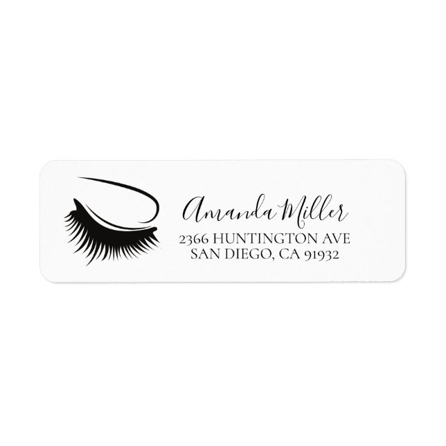Black & White Lash Artist Return Address Label (Front)
