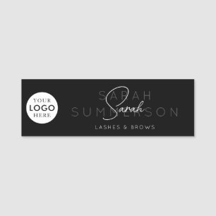 Black White Lashes Brows Makeup Employee ID Name Tag