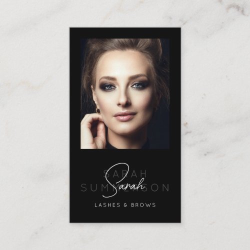 Black White Lashes Brows Makeup QR Code Photo Business Card