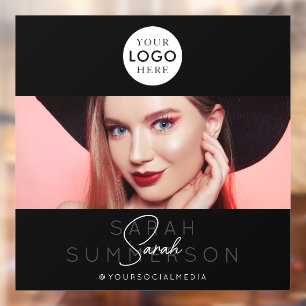 Black White Lashes Brows Makeup Social Media Window Cling