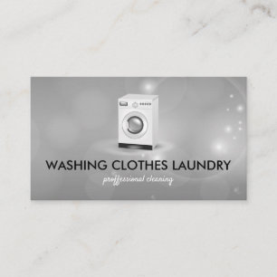 Black White Laundry Cleaning Clothes Washing Business Card