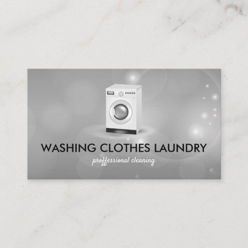 Black White Laundry Cleaning Clothes Washing Business Card