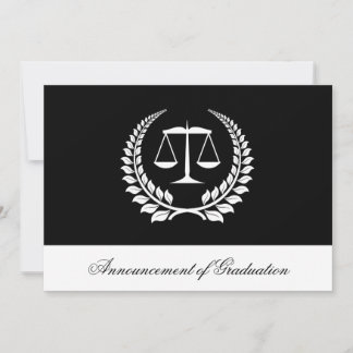 Black/White Laurel Law School Graduation Invitatio Invitation