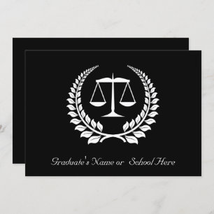 Black/White Laurel Law School Graduation Invitation
