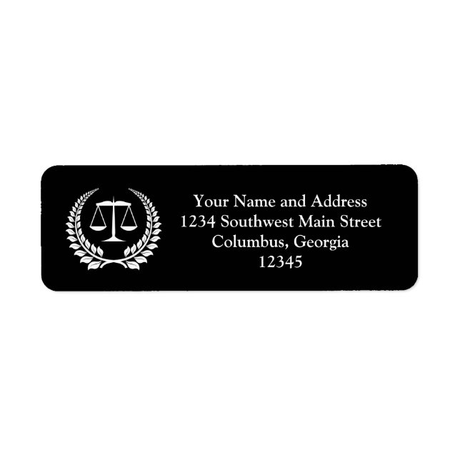 Black/White Laurel Law School Graduation Label (Front)