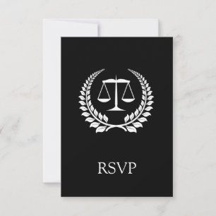 Black/White Laurel Law School Graduation RSVP Card