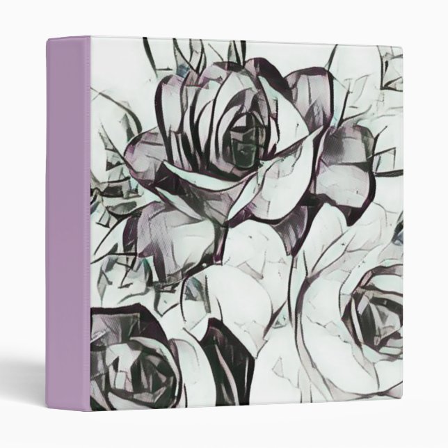 Black White Lavender Rose Classy Chic Event Binder (Front/Spine)
