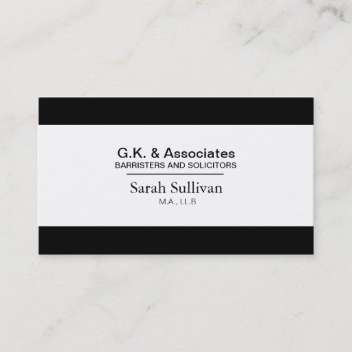 Customizable Black &amp; White Law Business Card - Lawyer Attorney