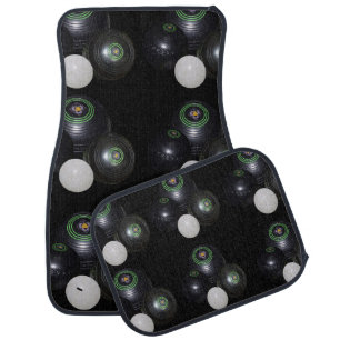 Black White Lawn Bowls Pattern, Car Floor Mat