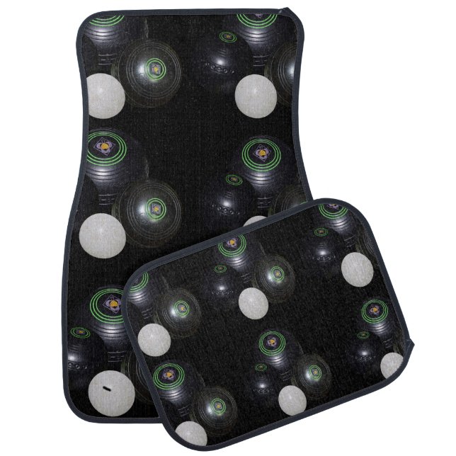Black White Lawn Bowls Pattern, Car Floor Mat (Set)