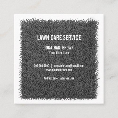 Black White Lawn service Gardener Square Business Card