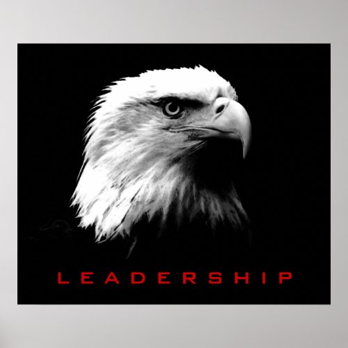 Black  White Leadership Eagle Eyes Poster