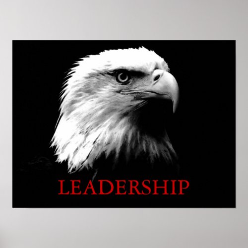 Black White Leadership Eagle Eyes Poster