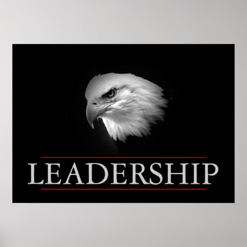 Black White Leadership Fearless Eagle Poster