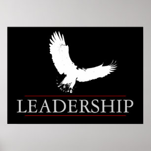 Black White Leadership Fearless Fly Eagle Poster