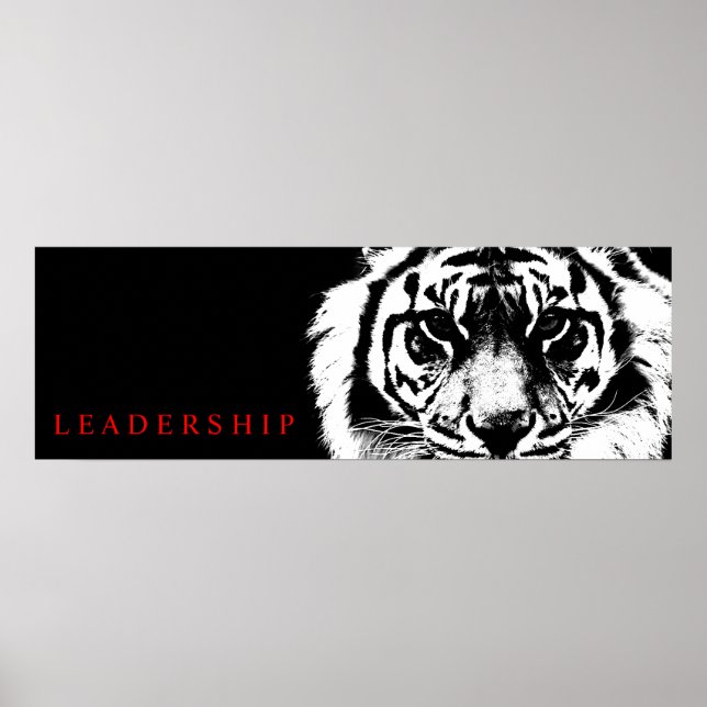 Black & White Leadership Tiger Poster Print (Front)