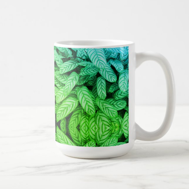 Black & White Leaf Pattern  Coffee Mug (Right)