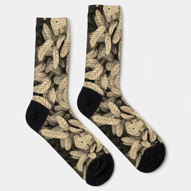Black & White Leaf Pattern Socks (Right)