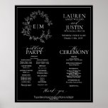 Black White Leafy Crest Monogram Wedding Program Poster<br><div class="desc">We're loving this Black White Leafy Crest Monogram Wedding Program Poster! Simple, elegant, and oh-so-pretty, it features a hand drawn leafy wreath encircling a modern wedding monogram. It is personalized in elegant typography, and accented with hand-lettered calligraphy. Finally, it is trimmed in a delicate frame. features all the details normally...</div>