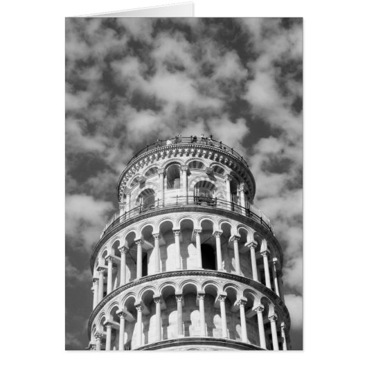 Black White Leaning Tower of Pisa Italy (Front)
