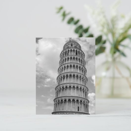 Black White Leaning Tower of Pisa Italy (Standing Front)