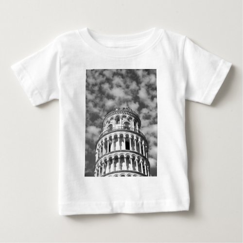 Black White Leaning Tower of Pisa Italy Baby T_Shirt