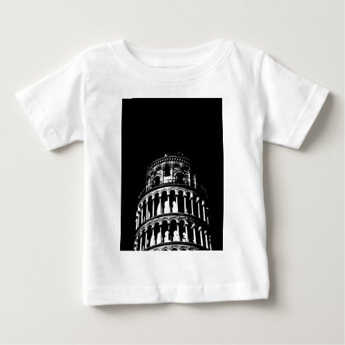 Black White Leaning Tower of Pisa Italy Baby T_Shirt