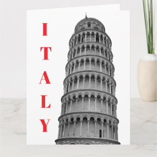 Black White Leaning Tower of Pisa Italy Card