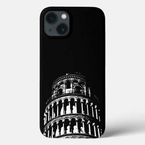 Black White Leaning Tower of Pisa Italy iPhone 13 Case