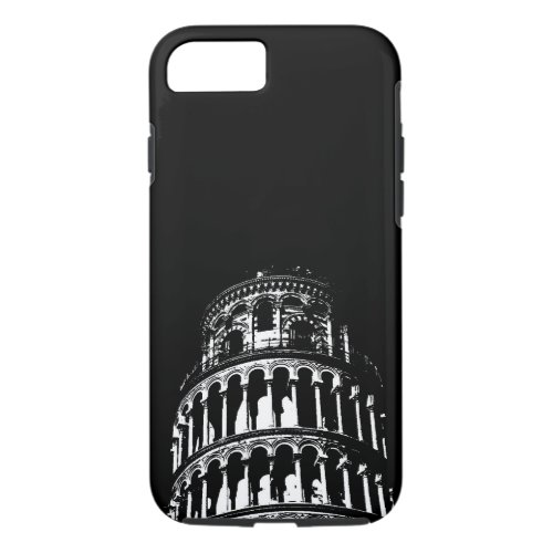 Black White Leaning Tower of Pisa Italy iPhone 87 Case