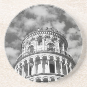 Black White Leaning Tower of Pisa Italy Coaster