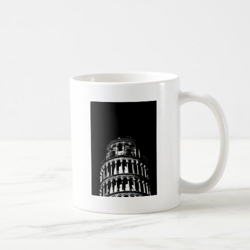 Black White Leaning Tower of Pisa Italy Coffee Mug