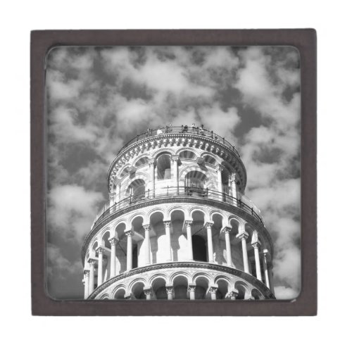 Black White Leaning Tower of Pisa Italy Gift Box